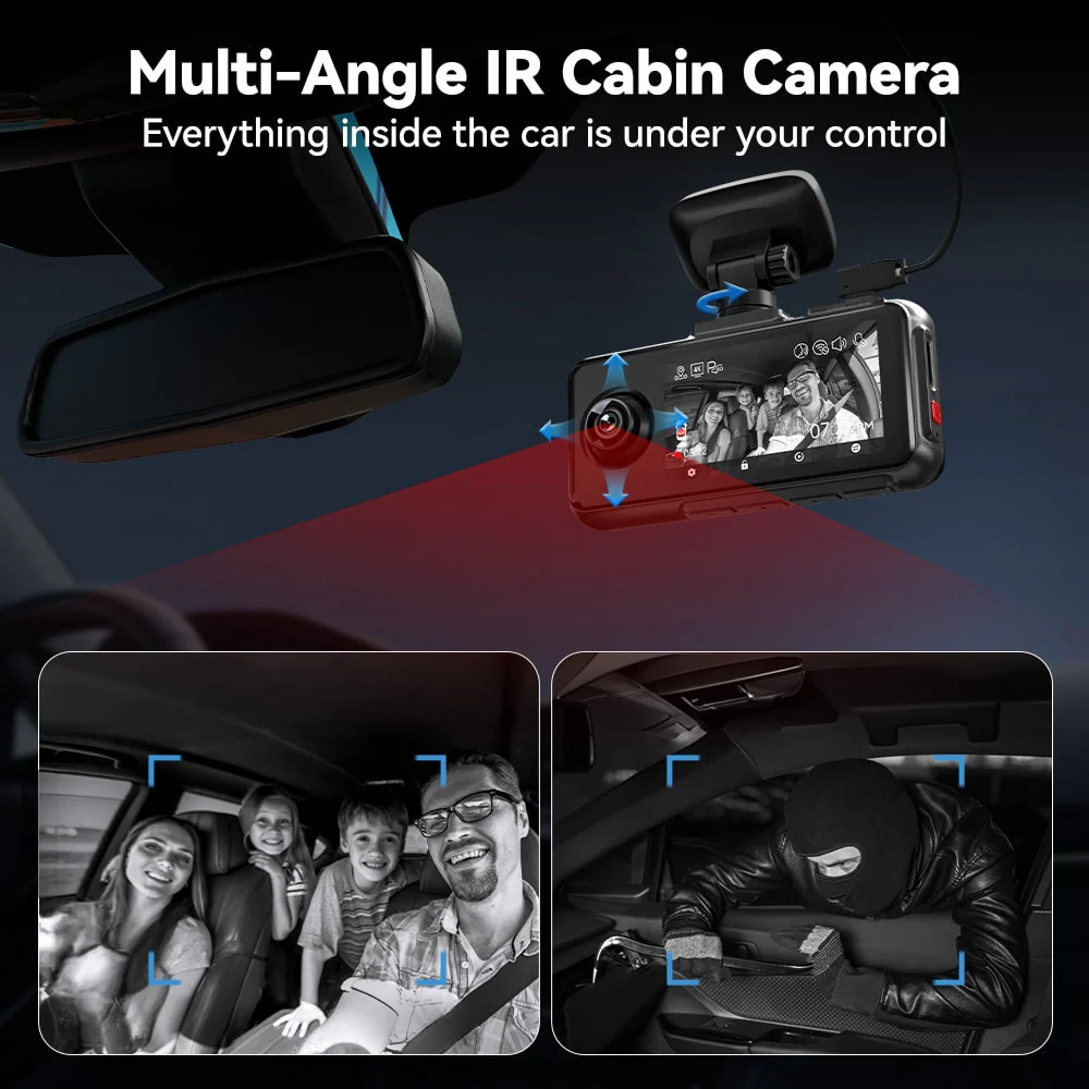 Redtiger A6 4K 3-Channel Dash Cam 5.8Ghz Wifi Voice Control Dash Cam - Image 4