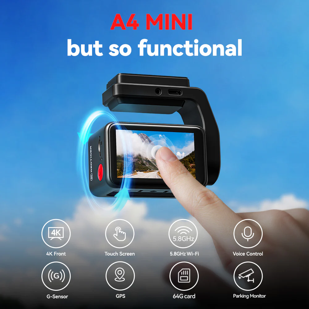 Redtiger A4 4K+1080P Voice Control 5.8GHz WIFI Dash Cam - Image 7